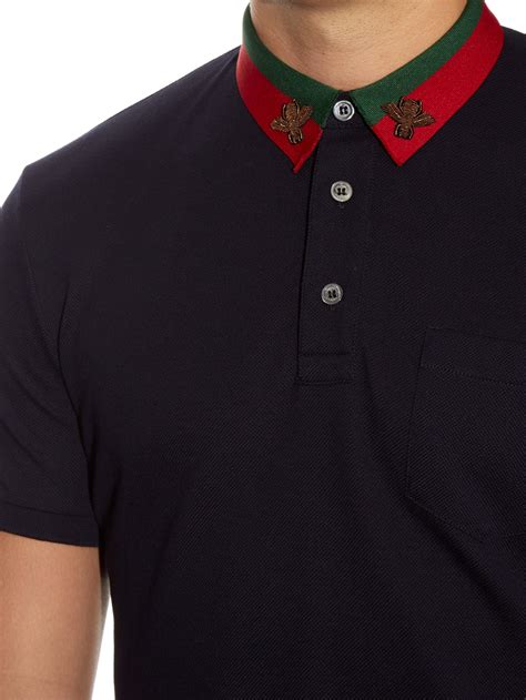 polo gucci bee|gucci bee embroidered polo shirt.